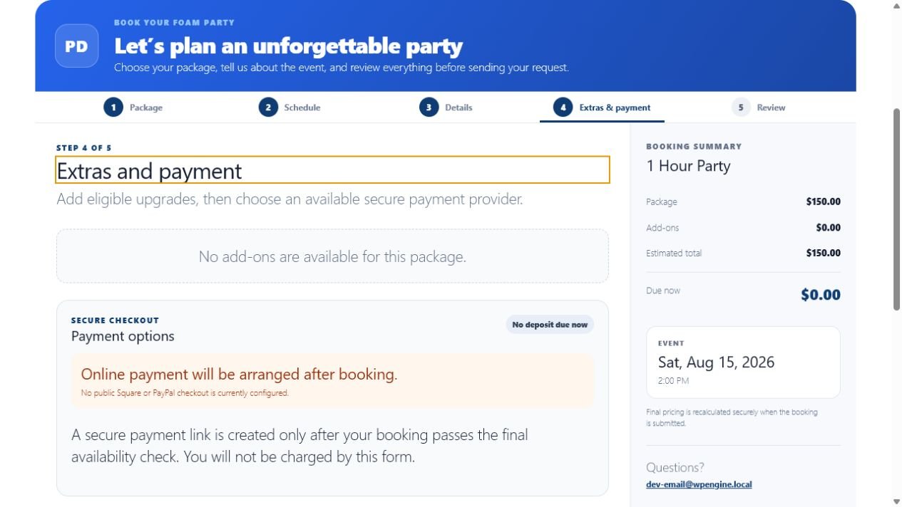 Step 4: review add-ons and available payment options